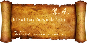 Nikolics Annamária névjegykártya